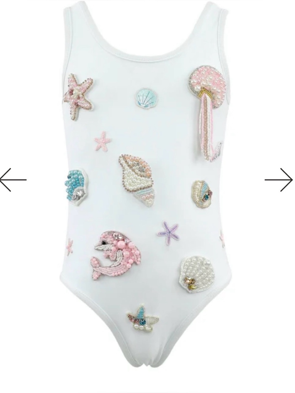 Lola and the Boys, girls 5t Seashell Beaded One-Piece Swimsuit